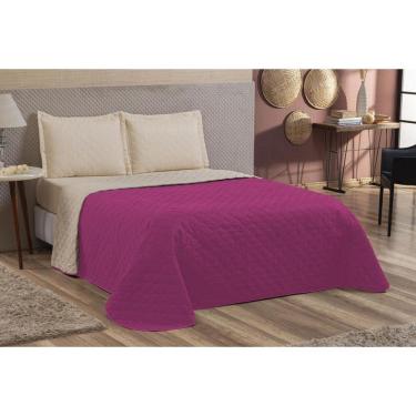 Imagem de Colcha Casal Queen 3 Peças Com Fronhas Matelado Pink/Cáqui