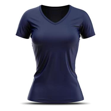 Imagem de Camiseta UV Protection Feminina Manga Curta Adstore Azul Marinho UV50+ Dry Fit Secagem Rápida (GG)