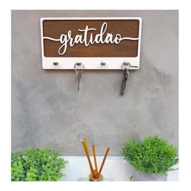 Imagem de Porta Chaves De Parede Decorativo Gratidão Madeira Mdf Luxo