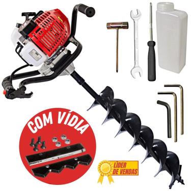 Imagem de Perfurador de Solo Profissional Kawashima ED243BD á Gasolina 43cc Com Broca 150x800mm Para Mudas e Plantio