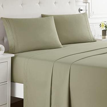 Imagem de Nestl Queen Sheets Set - 4 folhas de cama de peças para a cama queen size, lençóis de tamanho queen escovado duplo, lençóis verdes de sálvia de luxo do hotel, folhas de cama extra macias e fronhas