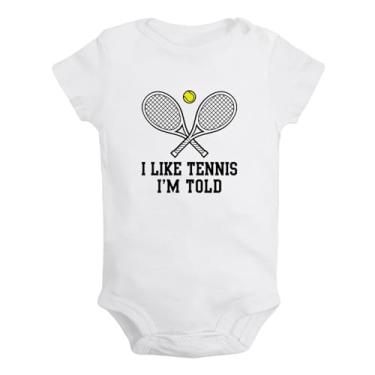Imagem de iDzn Macaquinho infantil unissex I Like Tennis I'm Told, para recém-nascidos, macacão infantil com estampa de algodão, Branco tipo 2, 0-6 Months