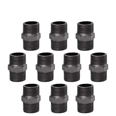 Imagem de Bico de tubo rosqueado de aço hexagonal de 1,2 cm x 1,58 polegadas, pacote com 10 bicos de tubo rosqueados de 1,2 polegadas para móveis de decoração de tubos de encanamento Steam-punk vintage, 1 Inch