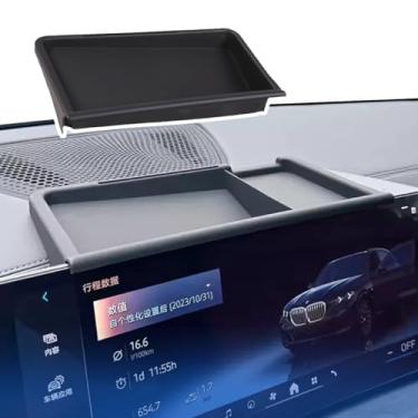 Imagem de JONKOKO Bandeja organizadora de inserção de console central de carro ABS compatível com BMW X5 G05 X6 G06 X7 G07 2023-2024 Tela de navegação bandeja de armazenamento traseira acessórios organizadores