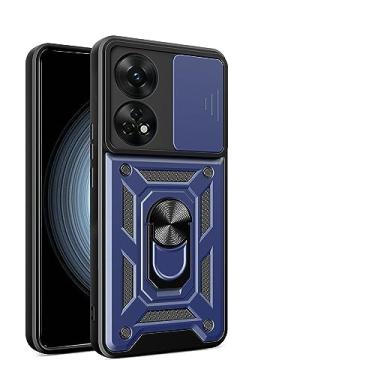 Imagem de Kukoufey Compatível com suporte Oppo Reno 10 5G, compatível com Oppo Reno 10 Pro 5G, com capa de lente de câmera deslizante compatível com Oppo Reno10 5G CPH2531 / Reno10 Pro 5G CPH2525 capa azul