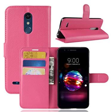 Imagem de Capa para LG K10 2018, carteira flip de couro PU premium com compartimento para cartão, suporte e fecho magnético [capa interior à prova de choque de TPU] Compatível com LG K10 2018