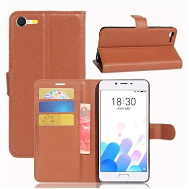 Imagem de MEIZU Capa carteira E2, capa carteira flip de couro PU premium com compartimento para cartão, suporte e fecho magnético [capa interior à prova de choque de TPU] Compatível com MEIZU E2