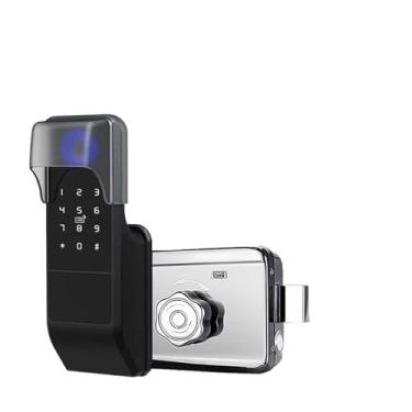 Imagem de Fechadura de porta inteligente KANBUN com impressão digital Fechadura de porta inteligente com senha Bluetooth para portão externo (cor: controle remoto da tampa da fechadura)