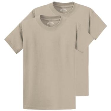 Imagem de Camisetas masculinas de algodão pesadas confortáveis em várias embalagens, Areia clara pacote com 2, M