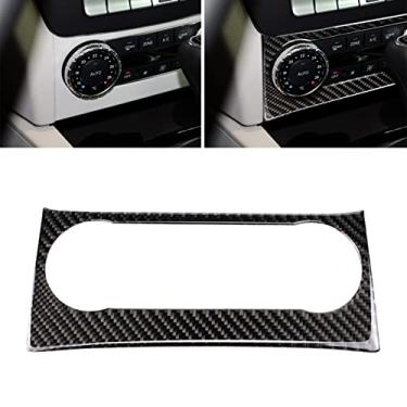Imagem de UOADA Para Mercedes-Benz C-Class W204 2011-2013 Moldura de painel de ar condicionado de fibra de carbono macia real acabamento condicionador AC moldura de painel de controle central adesivo de carro acessórios interiores