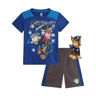 Imagem de Nickelodeon Conjunto de shorts da Patrulha Canina para meninos - 2 peças de camiseta e shorts (bebê/menino), Azul marinho/cinza escuro, 4 Anos