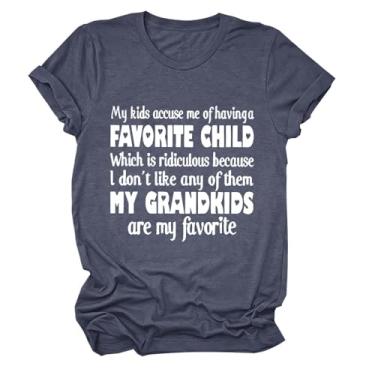 Imagem de Camiseta feminina casual de verão com estampa My Kids Accuse Me of Having A Favorite Child, Cinza escuro, M