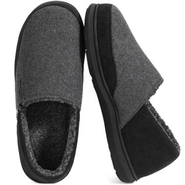 Imagem de Zigzagger Pantufas masculinas felpudas de microcamurça Mocassim para casa Sapato para uso interno/externo, Cinza, 9