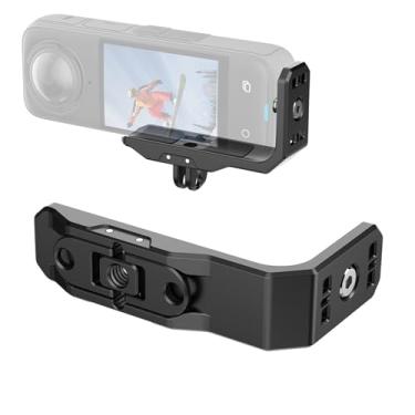 Imagem de LICHIFIT Suporte horizontal para câmera Insta360 X4, liga de alumínio, suporte L, suporte transversal de 90 graus, com orifício para parafuso de 0,6 cm e adaptador de interface dobrável de duas garras