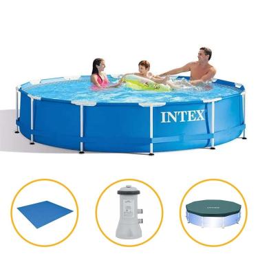 Imagem de Piscina Intex 6.503 Litros Estrutural Armação com Filtro 110v Capa e Forro