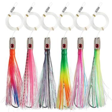 Imagem de Iscas de pesca em água salgada, 6 peças, iscas de pesca de pesca em alto mar, mahi, atum, wahoo marlin, conjunto de iscas de pesca em alto mar