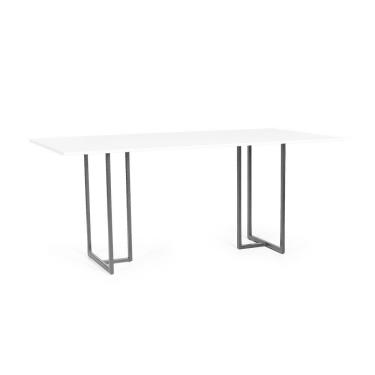 Imagem de Mesa De Jantar Retangular Industrial 6 Lugares 200x90cm Atos Branca - Straub Web