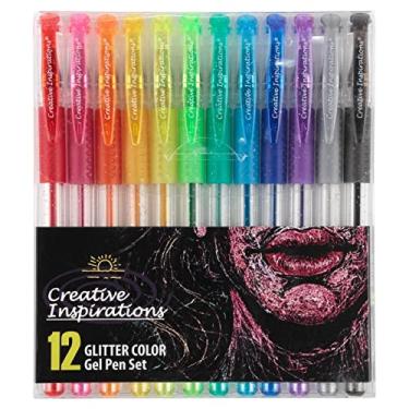 Imagem de Canetas de gel com glitter para colorir adultos, conjunto com 12 unidades, ponta fina de rolo brilhante com tinta de gel brilhante para crianças, desenhar, artesanato, scrapbooks, diário e rabiscos