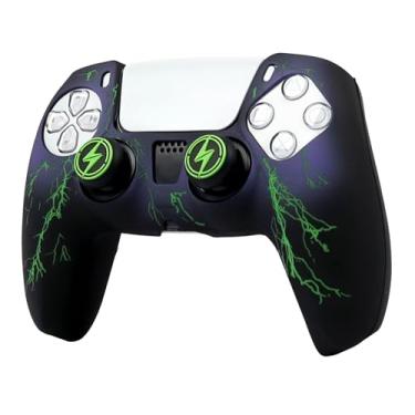Imagem de RALAN Capa protetora de silicone para controle Lightning para PS5, antiderrapante, compatível com controles PlayStation 5 com 2 tampas para polegar