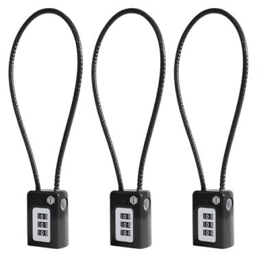 Imagem de HOX Trava de arma de combinação de 3 dígitos, trava de cabo para pistolas, rifles e espingardas, para trava de arma de fogo doméstica e segurança (preto, pacote com 3)