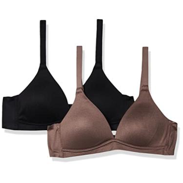 Imagem de Vanity Fair Sutiã pulôver sem fio moldado para meninas, pacote com 2, Chá doce/tom preto, 38