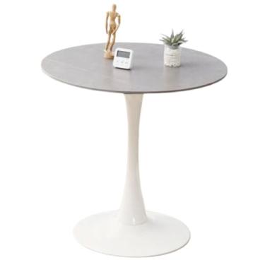 Imagem de Mesa de bar alta mesa de jantar redonda de 73 cm para restaurante, estilo tulipa de mármore de meados do século, mesa de jantar redonda com base de pedestal para sala de estar, cozinha, café,