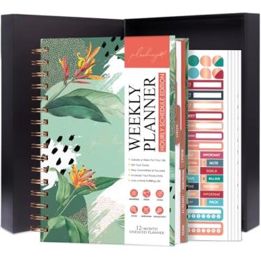 Imagem de PLANBERRY Agenda horária Premium – Organizador semanal sem data com horários e orçamento mensal – Gerenciamento de tempo, definição de metas, lista de tarefas e rastreador de hábitos – 17,9 cm x 21,5