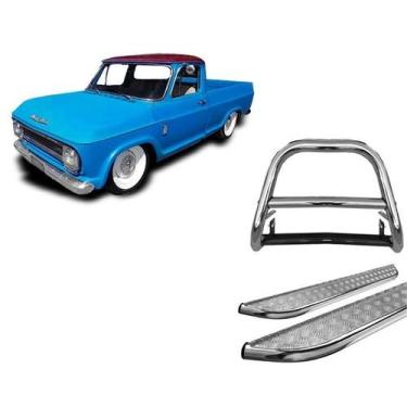 Imagem de Kit Quebra Mato C/Barra Estribo Chapa Cromado C-10 - HOZZ