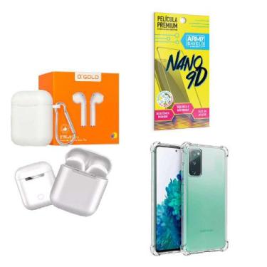 Imagem de Kit Fone Sem fio + Capinha Samsung S20 Fe + Película 9D - AGold