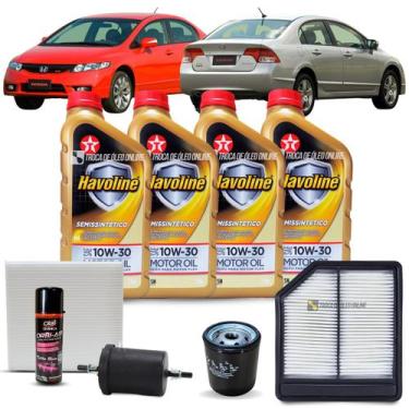 Imagem de Kit Troca de Óleo Honda Civic Flex G8 1.8 2008-2011 + Higienizador