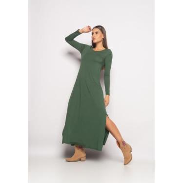 Imagem de Vestido Longo Manga Longa Malha Verde Salvatore Fashion, G
