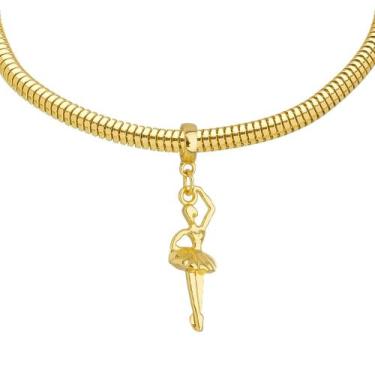 Imagem de Pulseira Bailarina Berloque Banhado a Ouro 18k - WORK SEMIJOIAS, 17 cm