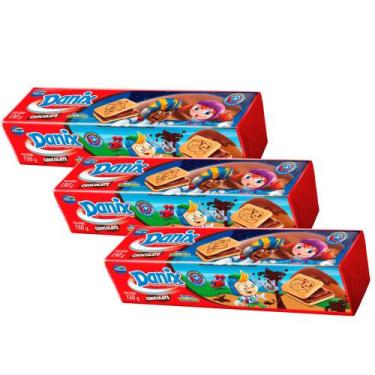 Imagem de Kit 3 Biscoito Recheado Danix Smurfs Sabor Chocolate 130g