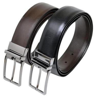 Imagem de Cinto Social Masculino Dupla Face Couro Fivela Liso Moderno - Rubim Ca
