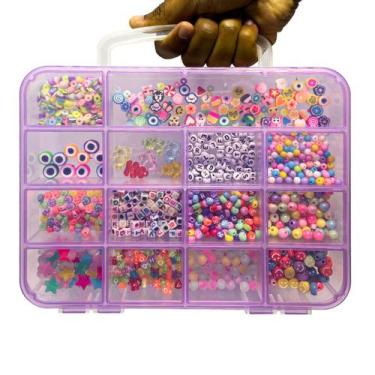 Imagem de Kit Miçangas Infantil Coloridas De Fazer Pulseiras Com Letra - ADB