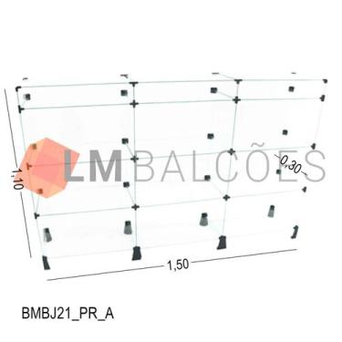 Imagem de Balcão de Vidro com Porta Bijuteria - C/ Conectivo Preto -  MOD.50 - 1