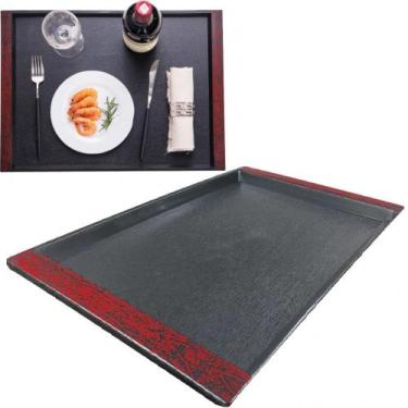 Imagem de 2 Bandeja Retangular Preta com Alça 38x24cm Restaurante - Fx