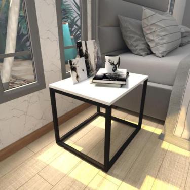 Imagem de Mesa de cabeceira industrial branca off white canto quarto cabeceira m