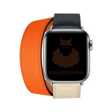 Imagem de Pulseira Couro Duas Voltas Double Tour Compatível com iWatch - Baú do 