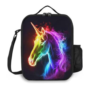 Imagem de Ximjoju Lancheira de unicórnio isolada para mulheres e homens, lancheira reutilizável de grande capacidade com alça de ombro, pequena à prova de vazamento, bolsa térmica para alimentos, bento, para