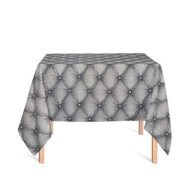 Imagem de Toalha de Mesa Quadrada em Tecido Jacquard Estampado Capitonê Cinza, 1
