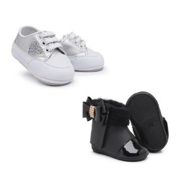 Imagem de Kit 2 Pares De Botinha Feminina Infantil Menina Primeiros Passos - Ska
