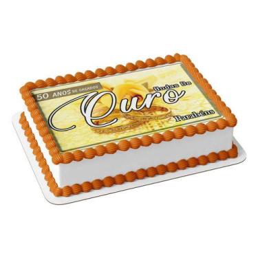 Imagem de Papel Arroz Para Bolo Bodas De Ouro 50 Anos De Casados - Genérico