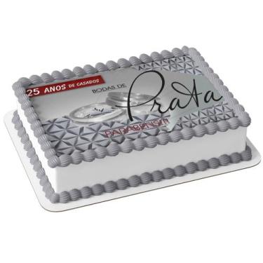 Imagem de Papel De Arroz P/ Bolo 25 Anos De Casados Bodas De Prata - Genérico
