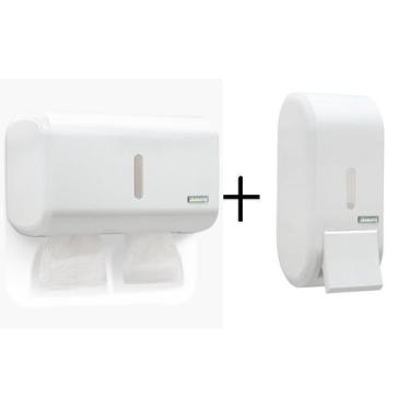Imagem de Kit Saboneteira + Papeleira Compacta Premisse Urban Branca
