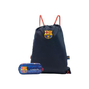 Imagem de Kit Escolar Estojo Penal + Mochila Bolsa Saco Barcelona