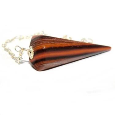 Imagem de Pendulo Facetado Jaspe Rajado Pedra Natural P Radiestesia - Cristaisde