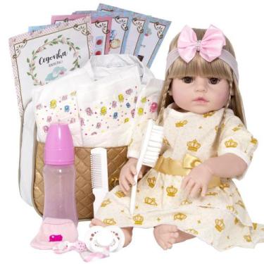 Imagem de Bebe Reborn Boneca Barata Real Com Chupeta Enxoval Completo - Cegonha 