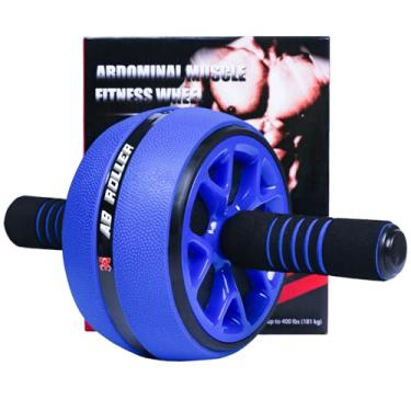 Imagem de Rolo de roda AB, exercício abdominal roda fitness para academia e casa, equipamento de treino de força com joelheira, 30,5 cm L, azul