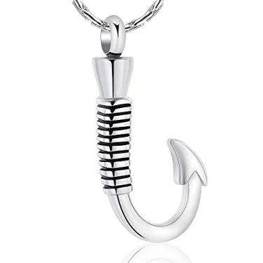 Imagem de Colar Memorial Constanlife Cremation Jewelry para Urna de Cinzas Design Anzol Design Pingente de Aço Inoxidável Lembrança Cinzas Suporte Prata